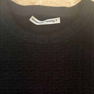 Alexander Wang Black Textured Cropped Sweater